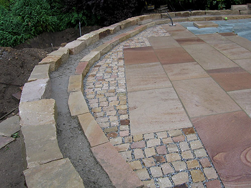 Sandsteinplatten und Granitpflaster